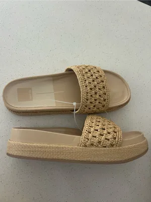Dolce Vita Sidona Sandals Slides Natural Raffia Women’s 10 $120 thumbnail 4
