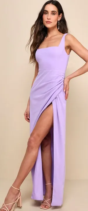Lulus Glamorous Disposition Lavender Ruched Maxi Dress Size XS Bridesmaid Formal thumbnail 1