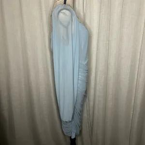 Amazon Womens Light Blue XL Square Neck Mesh Long Sleeve Bodycon Mini Dress thumbnail 2