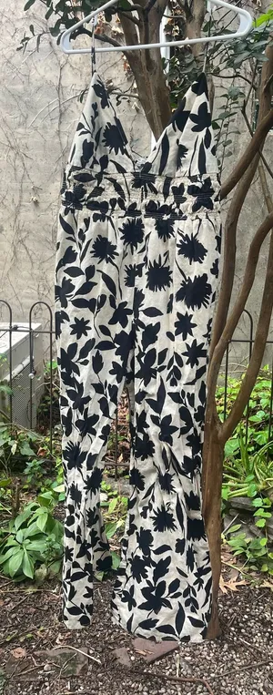 Black and white patterned romper  thumbnail 1