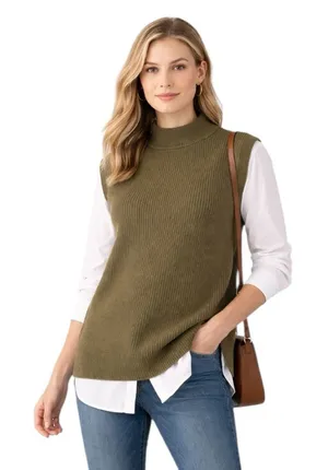 A New Day x Target - NWY Olive Green Ribbed Mock Neck Sweater Vest Sz M thumbnail 1