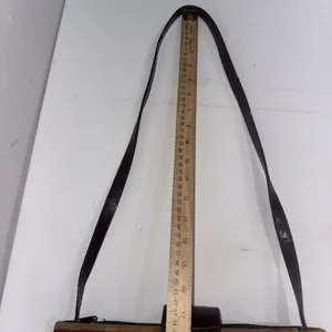 Vintage Brighton Style Y2K Handbag Brown‎ Leather Hearts Trim Plaid Straw Purse thumbnail 8
