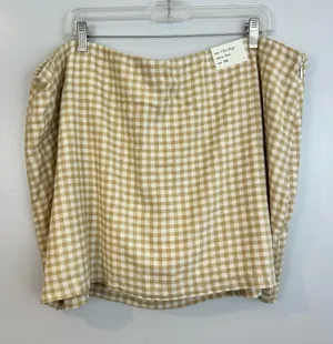 NWT Abercrombie & Fitch Ultra High Rise Scarlet Gingham Tan/White Mini Skirt XXL thumbnail 1