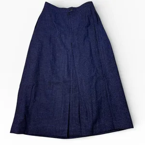 Woolrich Vintage Houndstooth Wool Blend Pleated Midi‎ Skirt Blue Black Sz 10 28W thumbnail 2