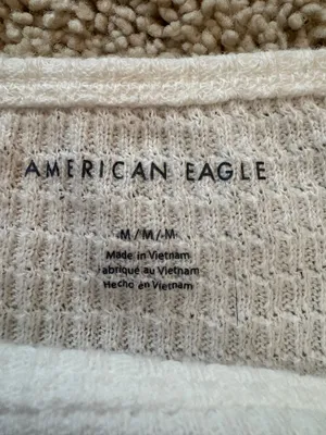 American Eagle White Waffle Top thumbnail 3