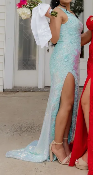 Sherri Hill Prom Dress aqua thumbnail 1