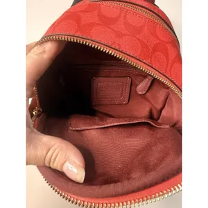 Coach C8604 Mini Court Backpack Canvas Pebble Leather In Signature IM/Miami Red thumbnail 7