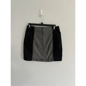 Free People‎ Mini Skirt Colorblock Denim Black Gray Casual Size 10 thumbnail 2
