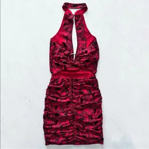 I.am.gia I AM GIA Elegant Red and black snake print Halter Dress Medusa Dress thumbnail 5