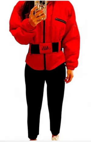 Nils Vintage 1980s red and black skisuit with belt thumbnail 12
