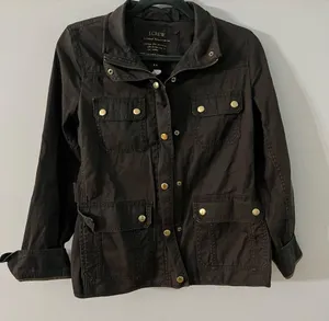 JCrew Resin-coated Black twill field jacket- Size Small thumbnail 4