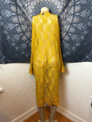 Polly & Esther Golden Yellow Lace Cardigan thumbnail 8