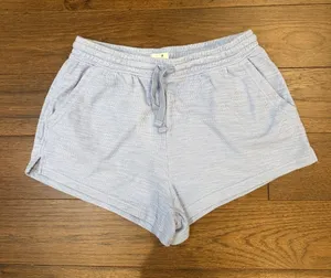 aerie Light Blue Ribbed Knit Drawstring Lounge/Pajama Shorts Medium - C54-002 thumbnail 1