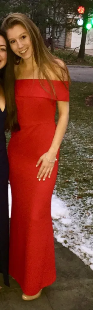 Calvin Klein Foldover Off-The-Shoulder Gown thumbnail 3