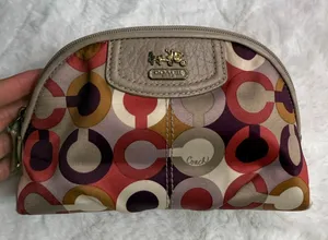 COACH Signature Canvas Make up Cosmetic Case thumbnail 1