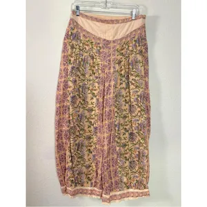 Free People Bohemian Wide Leg Lantern Laurel Canyon Pants Apricot Combo Large thumbnail 5