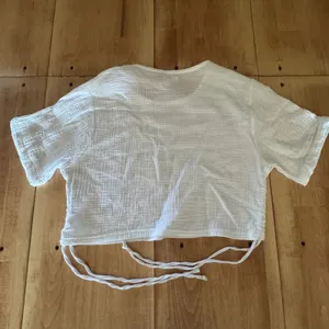 Just Be White 100% Cotton Gauze Ruched Side Crop Top Plus‎ Size 2X Short Sleeve thumbnail 5