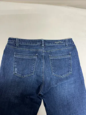 Women's Straight Leg Distressed Jeans in Dark Blue thumbnail 10
