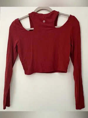 lululemon athletica Deep Red Cold-Shoulder Long Sleeve Crop Top thumbnail 2