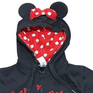 Disney Parks Originals Minnie Mouse ears with bow zip-front hoodie‎ Size XL thumbnail 2
