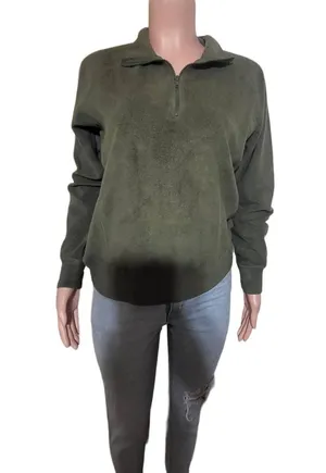 Pulp womens long sleeve mistle half zip fleece sweatshirt pullover, sweater M thumbnail 1