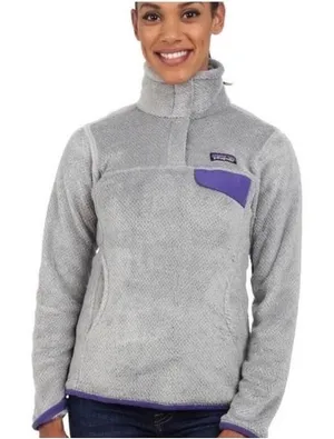 Patagonia Re-Tool Snap-T Pullover Women M Grey Purple‎ Fleece Gorpcore Polartec thumbnail 1