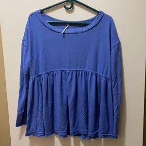Free People Forever Your Girl Babydoll Blue Top thumbnail 3