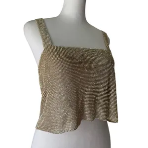 NWT Superdown Mackenzie Rhinestone Chainmail Sleeveless Adjustable Crop Top thumbnail 7