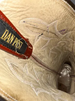 ⁠Dan Post Vintage Eel Skin Patchwork Western Boots Womens Size 5.5B Cognac thumbnail 10