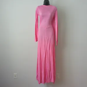 Ethereal Boho Cotton Flowy Fairy Peasant Maxi Dress OS Pink thumbnail 3