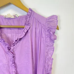 Elan Purple Ruffle Button Down Waist Tie Dress thumbnail 2