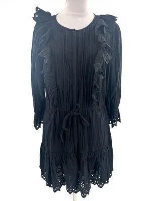La Vie Rebecca‎ Taylor ruffle eyelet dress black sz M thumbnail 2