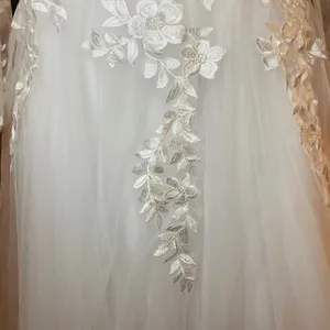Lace Tulle Wedding Dress Women's 18W White Long Sleeve A-Line Gown Bridal EUC thumbnail 8
