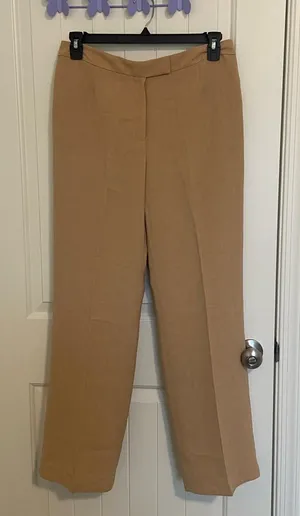 NWOT Kasper women’s tan flat front polyester straight leg dress pants size 10‎ thumbnail 1