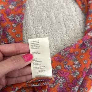 NEW NWT Free People nina printed top in tulip ditsy orange floral bell sleeve thumbnail 9