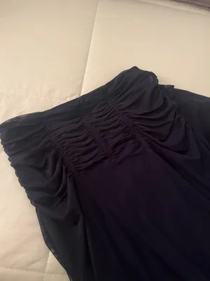 Anthropologie Maeve Dark Navy Blue Ruched Yoke Column Maxi Skirt thumbnail 6