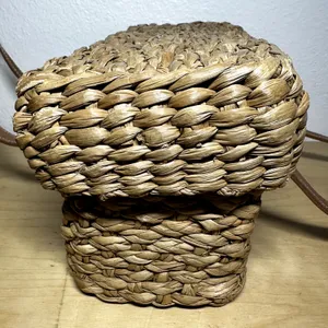 Kate Spade New York Picnic Bag Wicker Basket Box Rattan Handwoven Tan thumbnail 6