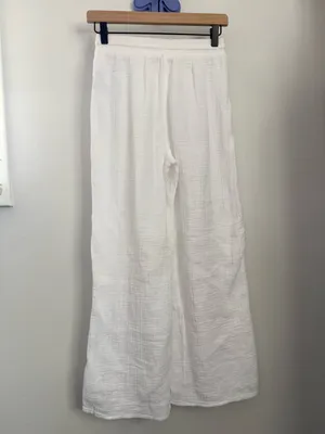 Abercrombie & Fitch XS Short White Cotton Gauze Pants Wide Leg Beach Resort thumbnail 2
