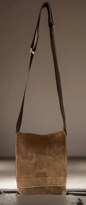 Cole Haan Suede and Leather Slim Crossbody Messenger Bag BOHO Equestrian Vintage thumbnail 1