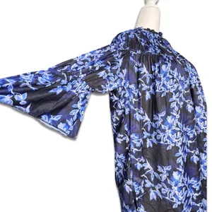 French Connection Blue Floral Smocked Keyhole Front Boho‎ Mini Dress Size Small thumbnail 7