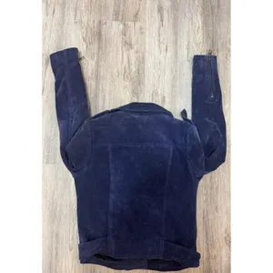 Bagatelle NYC Suede 100% Leather Moto Jacket‎ Full Zip Blue Women's Size Small thumbnail 8