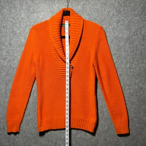 Lauren Ralph Lauren Orange Shawl Collar Shaker Knit Button‎ Pullover Sweater M thumbnail 3