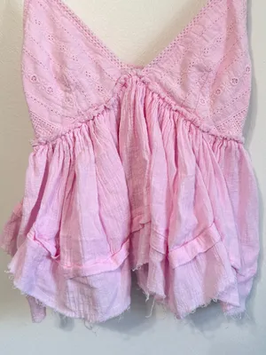 Princess Polly Pink Tank Top Size 4 Small Ruffle Gauze Flowy V Neck Coquette thumbnail 4