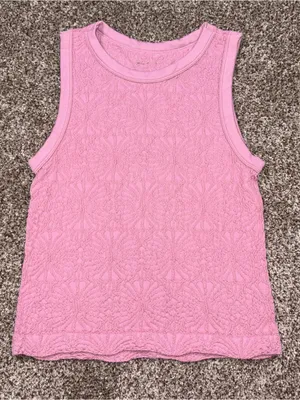 Pink Rose Textured Tank Top Women's S/M Pink Sleeveless Top thumbnail 1