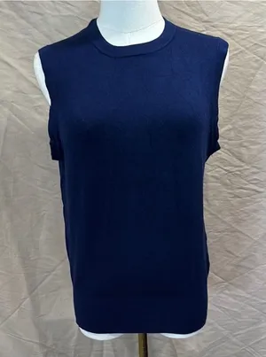 Zara Navy Sleeveless Crewneck Knit Tank thumbnail 1