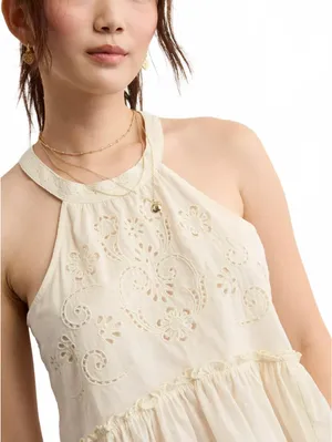 AE Embroidered Halter Tank Top American Eagle NWT Cream XS thumbnail 1