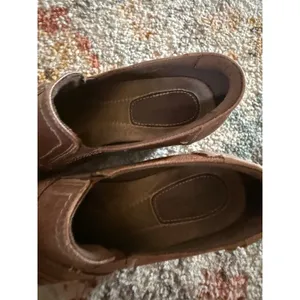 Earth Origins Derby Brown Leather Ruched Block Heel‎ Loafers Womens 7M thumbnail 3