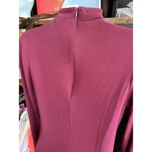 Halogen‎ Burgundy Mock Neck Long Sleeve Midi Dress Side Slit XS thumbnail 5