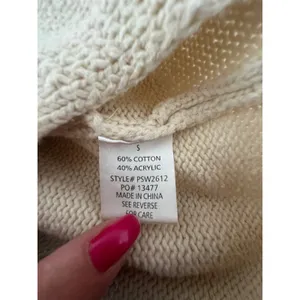 Polagram Sweater Knit Midi Dress Small Cream Boho Minimalist Neutral Classic thumbnail 6