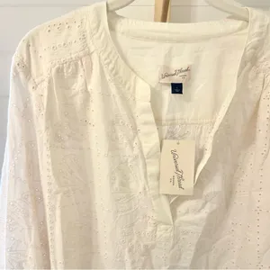 Women's Long Sleeve Popover Blouse‎ - Universal Thread™ Cream L thumbnail 2